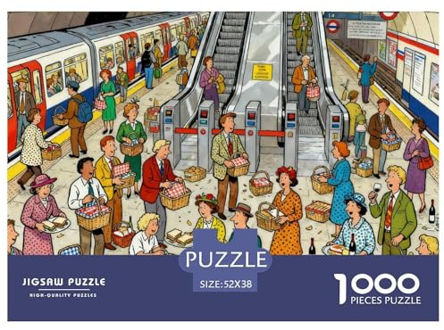 Insane London Tube Platform Wooden Jigsaw Puzzle Waterproof 1000 Piece Puzzles for Adults Fun Home Decoration