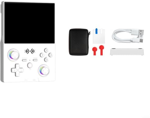 Risveglio Console di gioco portatile retrò, schermo HD IPS da 4,5 pollici, 18000+ per titoli classici, oltre 30 emulatori, joystick staccabile, per pendolarismo dal design compatto (bianco)
