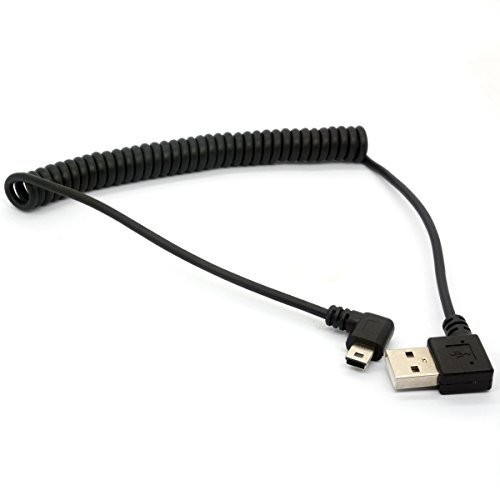 Cavo mini USB a spirale, 90 gradi a molla USB 2.0 a mini cavo USB, ricarica ad angolo retto e mini adattatore USB Sygn