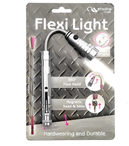 PetrolScooter Pocket Metal LED Flexi Light Torch Silver Extends from 17cm To 57cm 360 Degree Rotational Head Magnetic Top & Bottom Lifts Up To 1kg