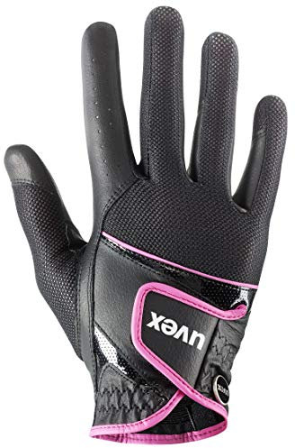 Uvex sumair - dehnbarer, optimal belüfteter Reithandschuh für Damen und Herren - exzellenter Grip & strapazierfähig - touchscreenfähig - Black-pink - 6.5