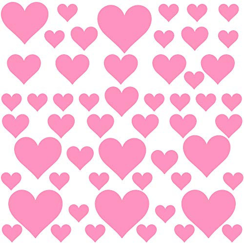 PREMYO 54 Herzen Wandsticker Kinderzimmer Mädchen - Wandtattoo - Wandaufkleber Selbstklebend Rosa