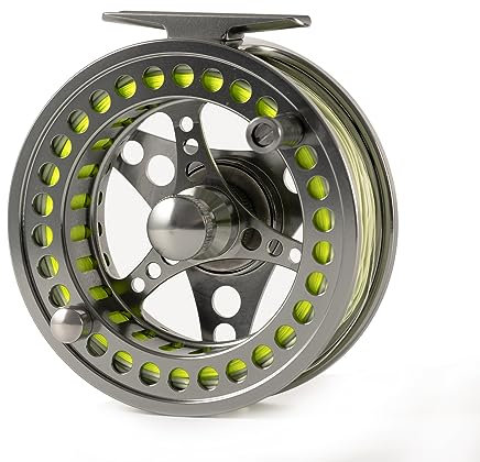 ANGLER DREAM Fliegenfischrolle mit Angelschnur, Combo WF schwimmende Schnur, 8 WT, vorinstallierte Fliegenschnurspule, 9/10 WT, großer Dorn CNC-gefräste Fliegenrolle