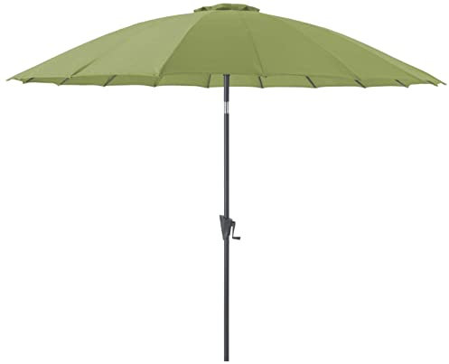 Proloisirs Parasol inclinable Fibre pagode 300 cm / 18 Baleines - manivelle - Gris/Olive