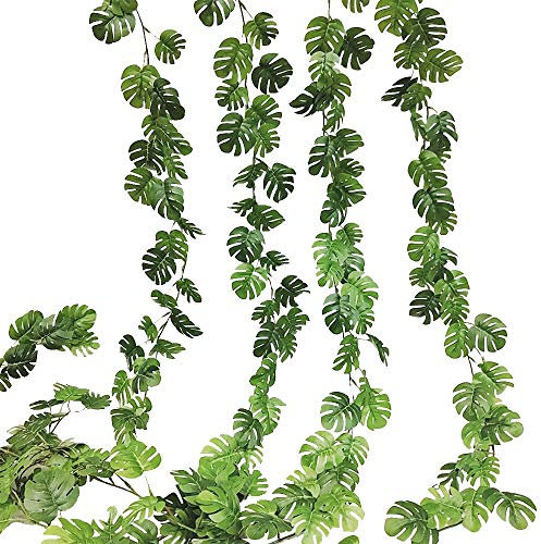 Fycooler Artificiel Lierre Guirlande-Artificielles Faux Feuilles de Palmier Monstera Tropical Vigne de Lierre-Faux Lierre Treillis Plantes Décoration pour Célébration,Mariage,Cuisine,Jardin,Bureau