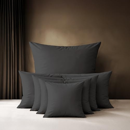 Lavea® 2er Set Kissenbezug 40x40 cm - Anthrazit | 100% Baumwolle – Flauschige Kissenhülle mit Reißverschluss, weiche Kopfkissenbezüge, OEKO-TEX® zertifiziert, Serie Jasmin