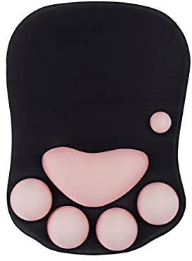 XHLWZR Katzenpfote Mauspad Ergonomisch Mit Handgelenkstütze, Gel-Unterlage Mit Rutschfester Silikonbasis, Gaming-Zubehör Für Computer, Schwarz