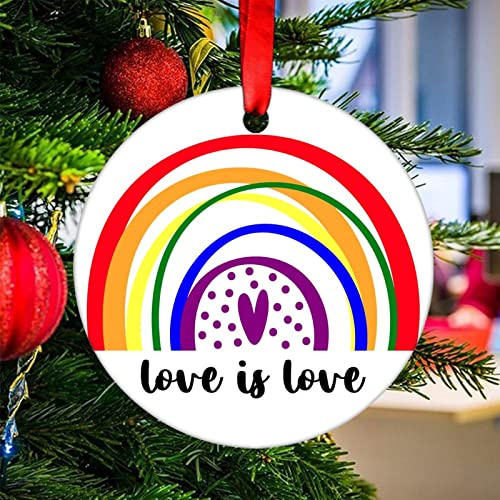 Rainbow Doodle Love Is Love Christmas Ornament Geschlecht Gleiche Qualität LGBT Gay Pride Lesben Weihnachtsbaum Dekorationen Keramik Weihnachtsschmuck Weihnachtsbaum Ornament Xmas Ornament