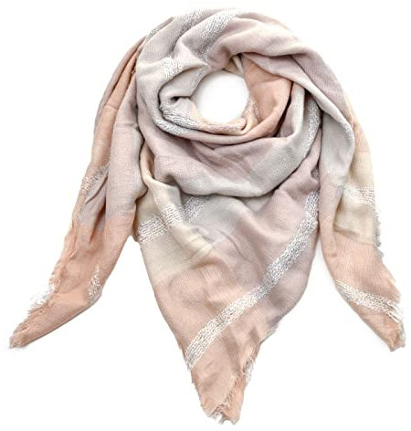 Autiga® Damen Schaltuch Winter Strickschal kariert Karo XXL Wollschal Oversized Quadratisch Winterschal altrosa unisize