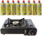 220g Butane Gas Canisters and Portable Camping Gas Cooker - Single Burner Butane BBQ Caravan Outdoor Party Stove with Carry Case (Stove + 8 x Canisters)