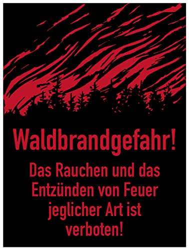 Aufkleber Warnung Hinweistafel Waldbrandgefahr! Verbot Schild Folie selbstklebend | Größe wählbar Made in Germany, Größe: 20x15 cm | schwarz