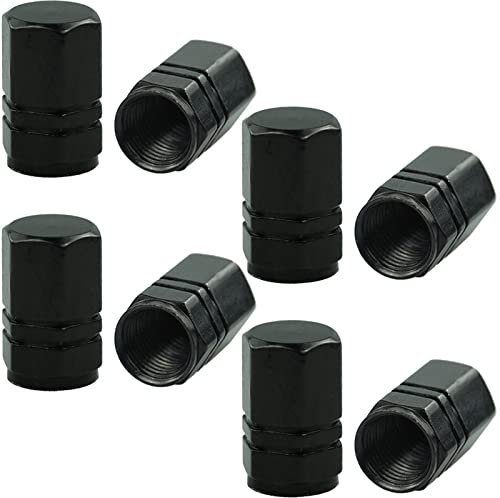 Paquete de 8 Tapas de válvula de neumático, Tapas de plástico con Anillo de Sellado para SUV, Motocicleta, Camiones, Bicicleta, Negro