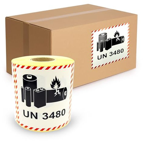MD Labels 500 Gefahrgutetiketten UN 3480 100 x 100 mm - enthält Lithium-Ionen-Batterien - Transportaufkleber – Gefahrgutaufkleber- Akku Etiketten