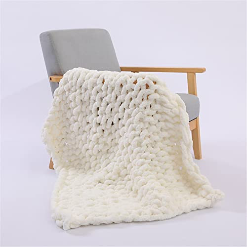 GLITZFAS Gestrickte Decke Grob Kuscheldecke Grobstrick Wolldecke Strickdecke Tagesdecke Überwurf Decke Zuhause Dekor Geschenk fürs Sofa Tagesdecke (Creme,80 * 100cm)