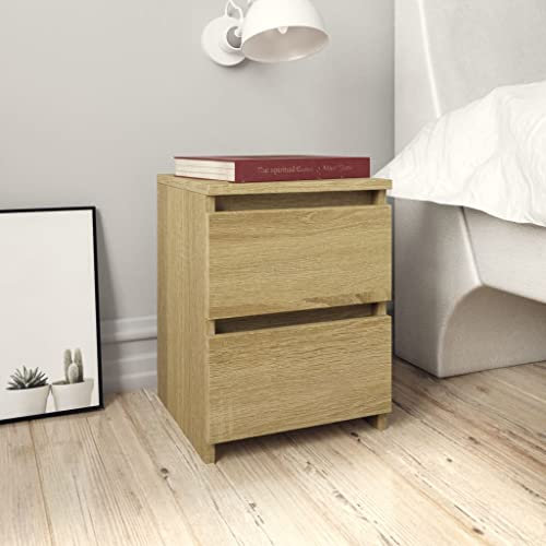 WIFESE 2er Set Nachttisch mit 2 Schubladen 30x30x40 cm Nachtkästchen Nachtschrank Boxspringbett Nachtkommode Bedside Table Beistelltisch Braun Sonoma Eiche Nachttischschränke Kommode Holzwerkstoff