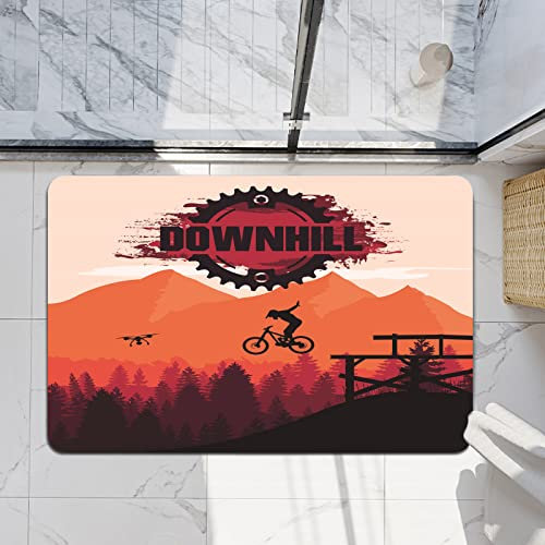 EMMCRAZ BadezimmerteppicheBiken Bike Mountain Downhill Freeride Extremsport MTB Erholung Cliff Action Aktive A Badezimmer-Dekor-Fußmatten Teppiche für Dusche, Badewanne, Toilette
