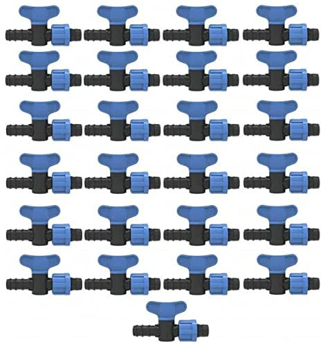[Pack 25] Llave de paso goteo 16mm a cinta de riego por goteo 20mm. Válvula de paso utilizada para conectar un tubo de goteo con cinta de Goteo. Accesorio para riego por goteo. Válvula de control