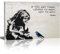 Banksy Bilder If You Get Tired Learn To Rest Not Quit Banksy Wandbilder Leinwand-Bild Art Modern Bild für Wohnzimmer Büro fertig Home Wanddekoration zum Aufhängen Mit Rahmen（70×120cm）27.6×47.2 Zoll