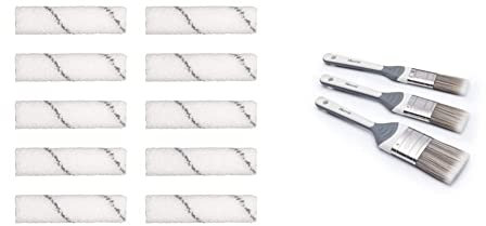 Harris Replacement Roller Sleeves for Seriously Good Walls & Ceilings 4in Mini Roller Set & Seriously Good Walls & Ceilings No Loss Paint Brushes | 3 Brush Pack | 1, 1.5, 2