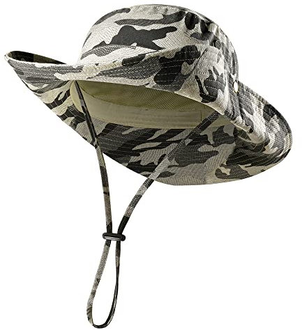 WTACTFUL Baumwolle Sonnenhut Herren UV Schutz Fischerhüte Faltbar Anglerhut Sonnenschutz Hut Outdoor Sommerhut Wanderhut Camping Reisen Angeln 02
