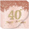 Rose Gold Happy 40th Birthday Napkins, Women 40th Birthday 20Pcs Party Paper Napkins Disposable,Her 40th Birthday Gifts Party Supplies,Tableware Decorations ,Birthday Serviettes Tissue Luncheon Dinner