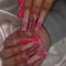 24pcs Long Coffin False Nails Red Stick on Nails Baby Girl Press on Nails with Rhinestone Removable Glue-on Nails Fake Nails Women Girls Nail Art Accessories