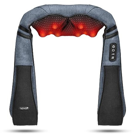 VOYOR-HEALTH Nackenmassagegerät mit Wärme, Massagegerät Nacken Schulter Shiatsu Elektrisch mit 4D-Knetmassage für Schulter, Rücken, Nacken und Ganzkörper-Muskelschmerzlinderung (Dunkelschwarz)
