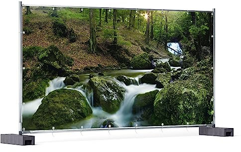 Wallario XXL Outdoor-Poster für Garten oder Balkon Fließender Bach im Wald bei Sonnenuntergang, Motivbanner Größe: ca. 340 x 173 cm, Outdoor-Bild