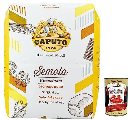3x Caputo - Hartweizengrieß - Semola di grano duro rimacinata 5 kg + Italian Gourmet polpa 400g
