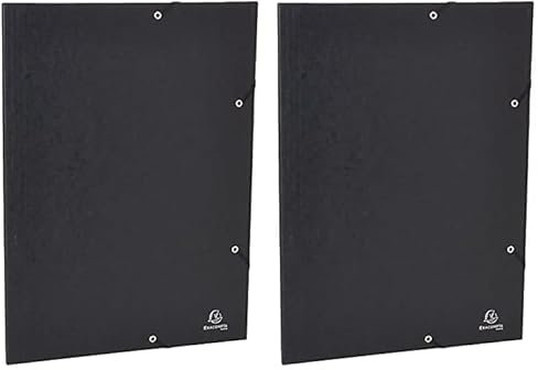 Exacompta 59502E Einschlagmappen DIN A3. Aus Colorspan-Karton mit 3 Klappen und 2 Gummizügen, 24 x 32 cm, DIN A4, schwarz Sammelmappe Dokumentenmappe für Büro und Schule (Packung mit 2)