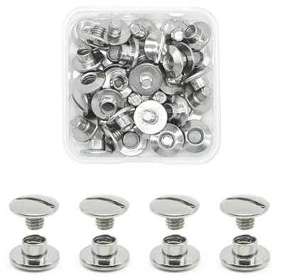 JINTANG 20pcs remaches de tornillo,M5x3,5mm remaches para cuero,Tornillo Chicago Remache,Se utiliza para la artesanía de cuero DIY bolsa de ropa, zapatos, libros, y la decoración (plateado)