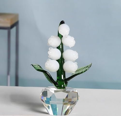 DECRZPB Kristallornament weiße Glockenblume künstliche Glasfigur handgefertigt Weihnachten Geburtstag Hochzeit Geschenk Heimdekoration