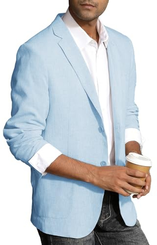 PJ PAUL JONES Veste en lin pour homme - Coupe ajustée - Léger - 2 boutons - Blazer Sporty Slim Fit - Décontracté