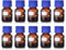 Kestun 10 Packs Reagent Media Storage Bottles, 25ml Borosilicate Glass Graduated Round Bottles with GL25 Blue Screw Cap for Lab Water Reagent Liquids (Amber, 25ML)