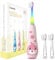 Teeteck Elektrische Zahnbürste für Kinder Baby ab 1-6 Jahren Kinderzahnbürste Elektrisch mit Regenbogen-LED-Licht, mit 2 Bürstenköpfen, Magnetisches USB-Ladekabel, IPX7 Wasserdicht, SG2139 Rosa