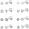 FANCH 8Pairs Flat Back Earrings Titanium Stud Earrings for Women Hypoallergenic Tiny Cubic Zirconia Pearl Ball Heart Opal Earrings 316L Stainless Steel Screwback Stud Earrings Silver