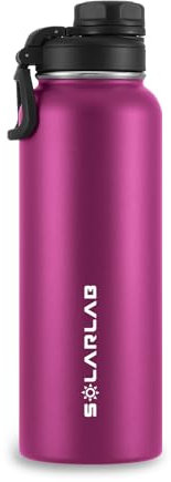 SOLARLAB Bouteille isotherme en acier inox - Gourde isotherme 1l - Sans BPA - Gourde d'eau convient aux boissons chaudes et froides, idéale pour l'école, le sport, le camping(Violet,1200ML)