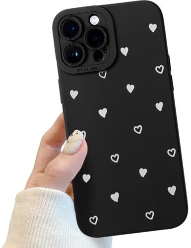 Compatible for iPhone 13 Pro Max Case, Cute White Black Heart Pattern Case Design for Women Girls, Soft TPU Slim Profile Shockproof Protective Phone Case for iPhone 13 Pro Max