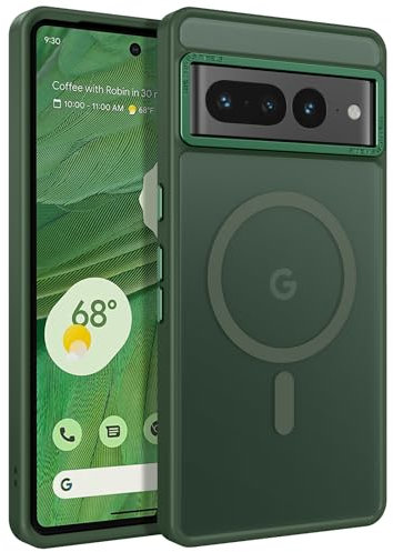 YINLAI Custodia per Google Pixel 7 Pro, Compatibile con MagSafe, Magnetica, Trasparente, Opaca, Resistente agli Urti, Antigraffio, 6,7, Verde