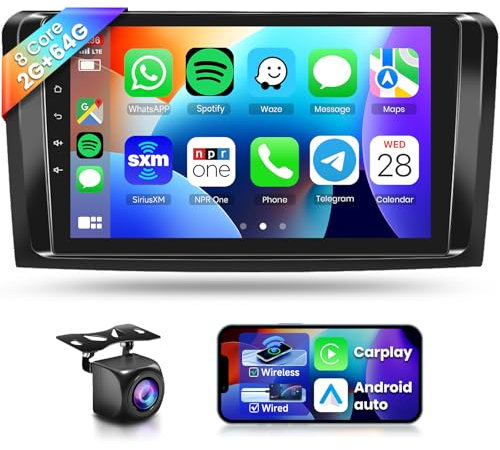 8 Kern 2G+64G Autoradio Android für Mercedes Benz ML GL W164 ML350 ML500 GL320 X164 ML280 GL350 GL450, 9'' IPS Touchscreen Auto radio mit DSP Carplay Android Auto GPS Wi-Fi Bluetooth FM Rückfahrkamera