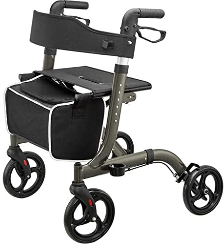 EPOTRDCV Gehhilfen für Senioren, Gehhilfe für Erwachsene, zusammenklappbarer Aluminium-Rollator, Gehhilfen für ältere Menschen mit Rädern und verstellbarem Gri