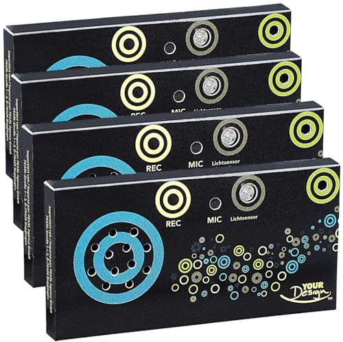 Your Design Soundmodul bespielbar: 4er-Set Gruß-Module für Geschenkpäckchen, mit Aufnahme und Lichtsensor (Soundmodul bespielbar Lichtsensor, Mini-Voicerecorder, Auto)