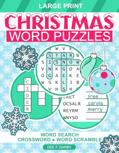Christmas Word Puzzles: Large Print Word Search, Crossword, and Word Scramble Puzzles