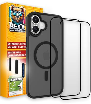 BEXX 360 Guard | Rundum-Sorglos-Paket | Für iPhone 16 | Stoßfeste Hülle + 2X 9H Hochleistungs Schutzgläser | Maximaler Rundumschutz | Für MagSafe