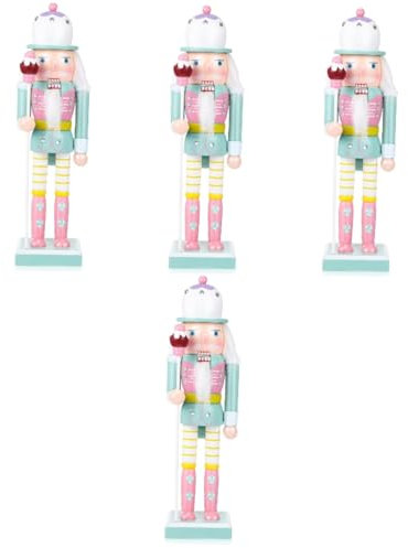 PRETYZOOM 4pcs Gold Nutcracker Soldier Large Christmas Ornaments Wooden Nutcracker Decoration