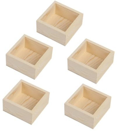 TOYANDONA 5 Cajas para Plantas En Maceta Macetas Cuadradas Pequeñas para Viveros Bandejas para Suculentas Cestas para Flores Macetas Cuadradas De Madera para Viveros Color Caqui