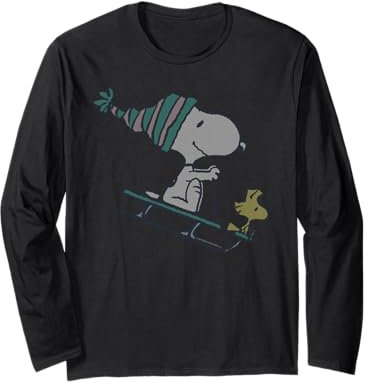 Peanuts Snoopy Woodstock Schlitten im Retro-Stil Langarmshirt