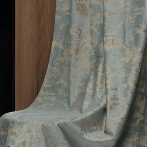 BTTO 2er Set Samtvorhang Kräuselband, Luxus Samt Verdunklungsvorhänge mit Goldprägung, Blickdicht Gardinen für Schienen, Thermo Schiebevorhänge für Wohnzimmer, Schlafzimmer(H244xB132CM, Hellgrau)