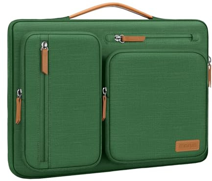 MOSISO 360 Protective Laptop Case 13.3 inch with Soft Lining, Jungle Green | 13 inch Laptop Sleeve Compatible with MacBook Pro 14/Air,Water-Resistant Side Open Carrying Bag with 4 Zipper Pockets&Handle