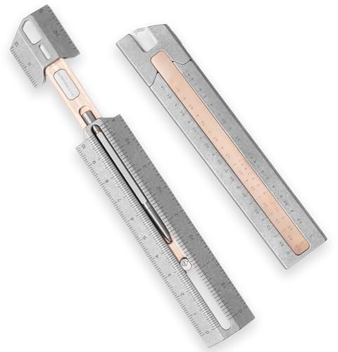 Titaner Titanium EDC Ruler - Mix 3.0 Multifunctional Measuring Tool with Built-in Pen, Metric & Imperial Scales, Compact Pocket Size for Engineers, Architects, DIY Enthusiasts